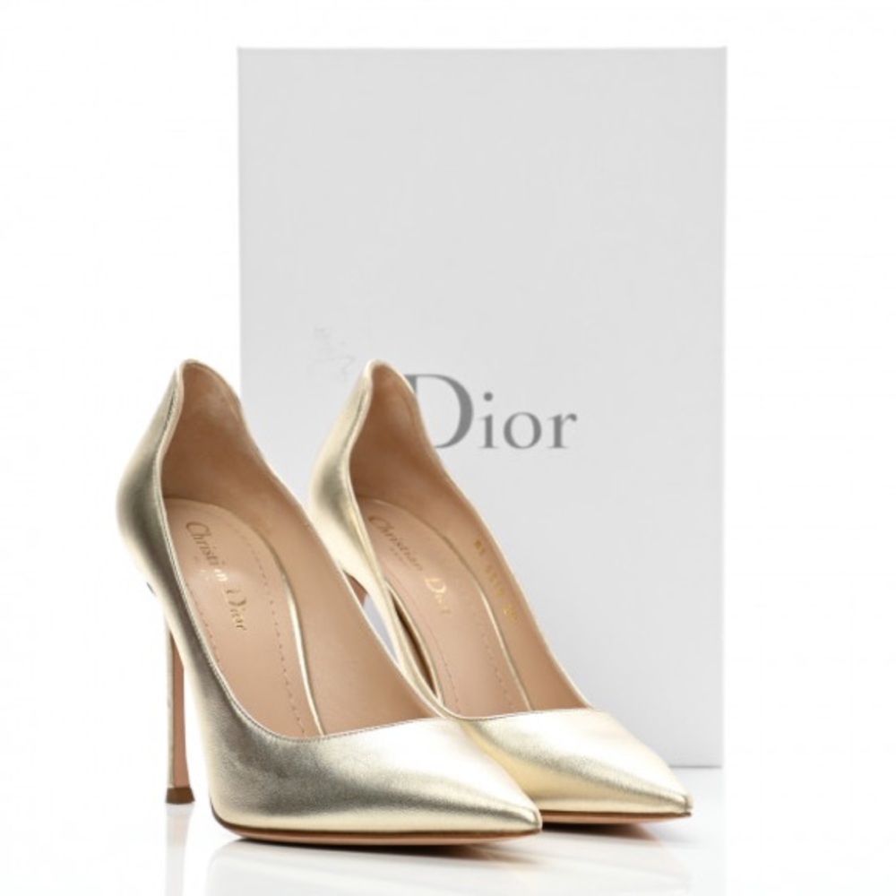 DIOR Metallic Lambskin Pointed Toe D-Moi Pumps 40 NEW WOT